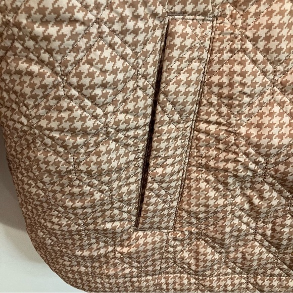 LAND’S END SZ 1X  (16-18) Houndstooth Quilted Funnel Collar Packable Jacket Coat - Picture 3 of 16